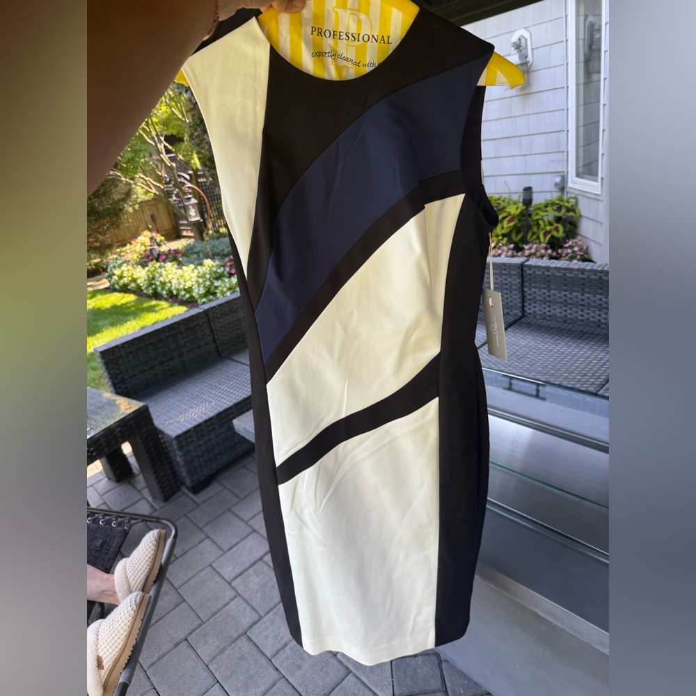 Nordstrom Elegant Black and Cream Asymmetrical Dress